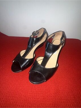 Jimmy Choo Black T-Strap Open-Toe Heels